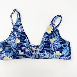 RIP CURL Blue Floral Bikini Top - Size Medium